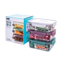 (self-employed) Glasslock glass microwave oven refreshing box freezer round sealed steel chemical suit
