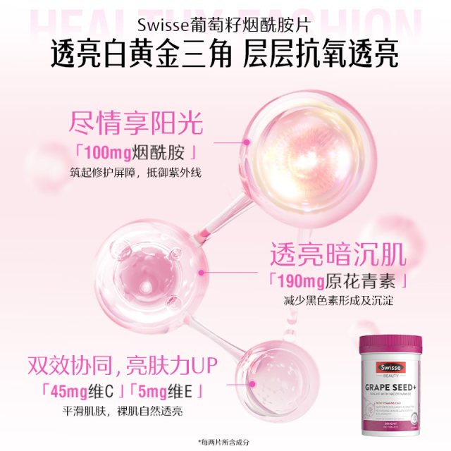 Swisse Sugar Oxygen Double Anti-Grape Seed Niacinamide Essence + Anti-sugar Pills ເຮັດໃຫ້ຜິວສົດໃສ