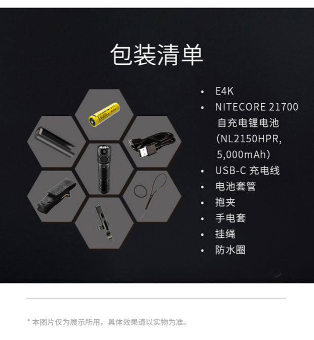 Nitecore, Knight Cord E4K 4400 просвет 21700 на открытом воздухе Ладонь верх портативный яркий свет фонарик nitecore/奈特科尔 