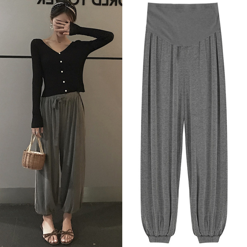2022 summer dress maternity trousers loose straight tube belly support underwear close-up small feet tide mom go out nine points sports pants