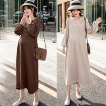 Maternity autumn dress 2022 super fairy fashion bottoming skirt knitted sweater mid-length early autumn knee-length skirt