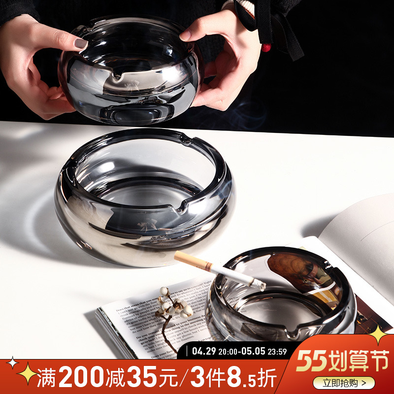 Creative Nordic Crystal Glass Tobacco Ashtray Home Nordic Personality Living Room Table Office Anti Fly Ash Big Smoke Dish