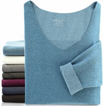 2021 Mens 200 Jin seamless thermal underwear set V collar thin winter plus velvet fever mens autumn trousers set