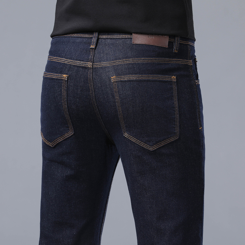 Italian High-End Three-Thread Denim Original Cowhide Blue Non-Fading Men's Jeans, Summer Thin Slim-Fit Skinny Stretch Jeans