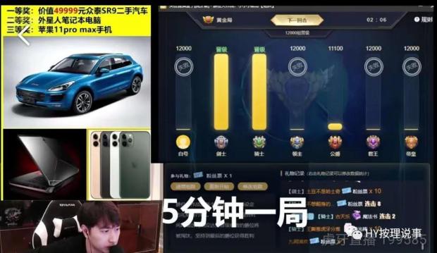 虎牙小酷刷礼物爵位团比赛,中奖者奖励5万的二手汽车