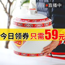 Mandani ceramic rice tank rice bucket storage box 10 kg 20 kg sealed bucket with lid Household moisture-proof and insect-proof rice tank