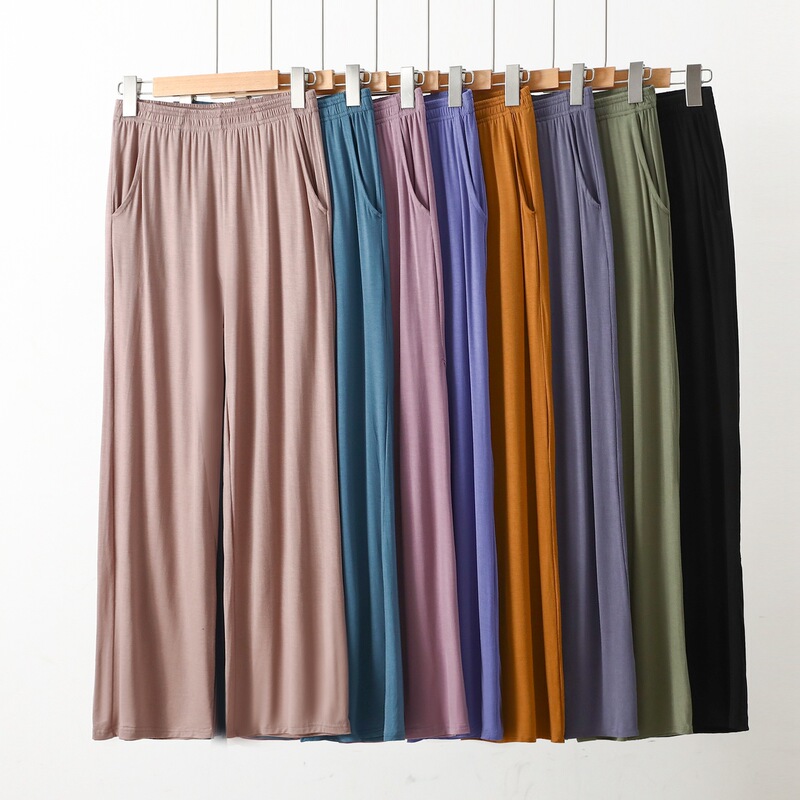 Summer Plus-Size Modal High-Waisted Pocket Loose Casual Pants 200-300 Jin Wide-Leg Straight Drape Long Pants