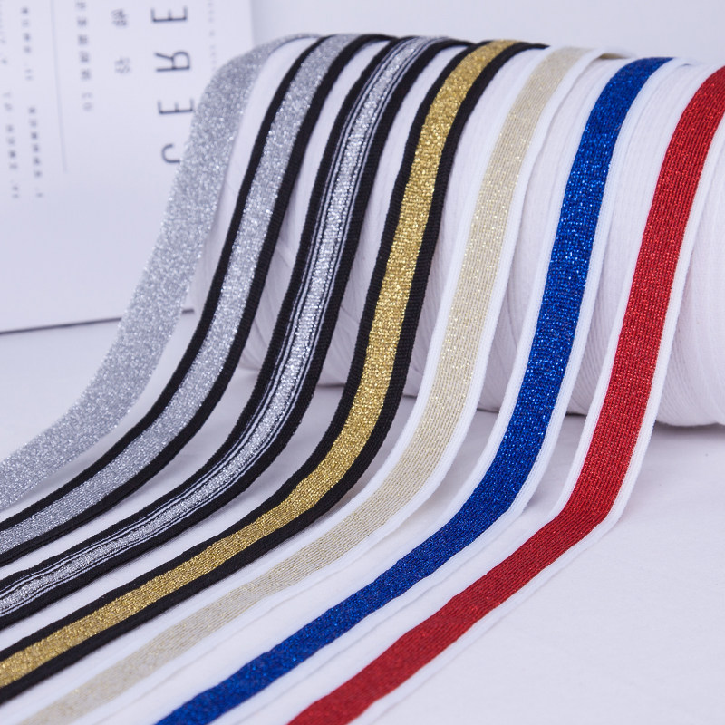 Black and white striped sports pants side strip decoration jeans clothes elastic striped webbing pants clothing accessories