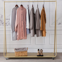 Clothing Store Show Shelf Arrival Type Middle Island Shelf Men And Women Clothing Shelving Single Pole Display Shop Hanger With Wheel Gold Color