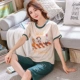 Bộ đồ ngủ nữ mùa hè ngắn tay cắt quần cô gái cotton tinh khiết mặc giản dị bộ đồ hoạt hình dễ thương có thể mặc ở nhà - Giống cái