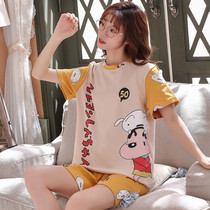 Pajamas women Summer cartoon short sleeve cotton cute women new can wear cotton casual Korean home wear suit