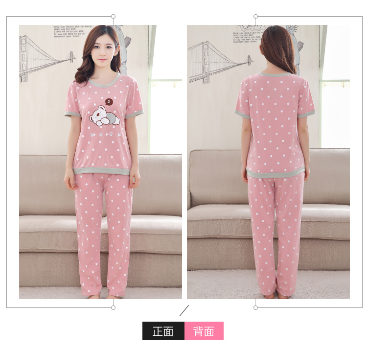 Mùa hè tay ngắn quần cotton đồ ngủ phụ nữ mùa hè mỏng phần dễ thương phim hoạt hình giản dị dịch vụ nhà giản dị phù hợp với hai mảnh bộ đũi nam
