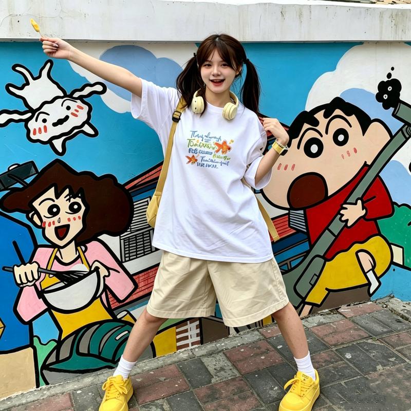 Japanese Style Pure Cotton Apricot-Colored Work Shorts, Women's Summer High-Waisted Shorts for Petite Figures, Casual Loose Sports Mid-Length Shorts