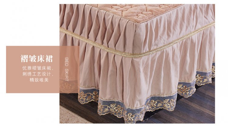 Nằm xuống giường dày phương pháp dày gia đình váy của bốn bộ bốn khăn trải giường flannel ấm giường 1,5m 1.8m Kits - Bộ đồ giường bốn mảnh chăn ga gối đệm giá rẻ