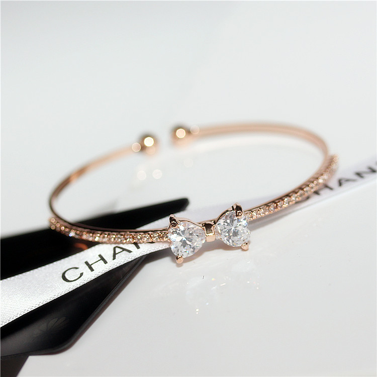 Hàn Quốc phiên bản Hàn Quốc của vòng đeo tay zircon zircon Hoa hồng vàng mở rộng vòng trầm