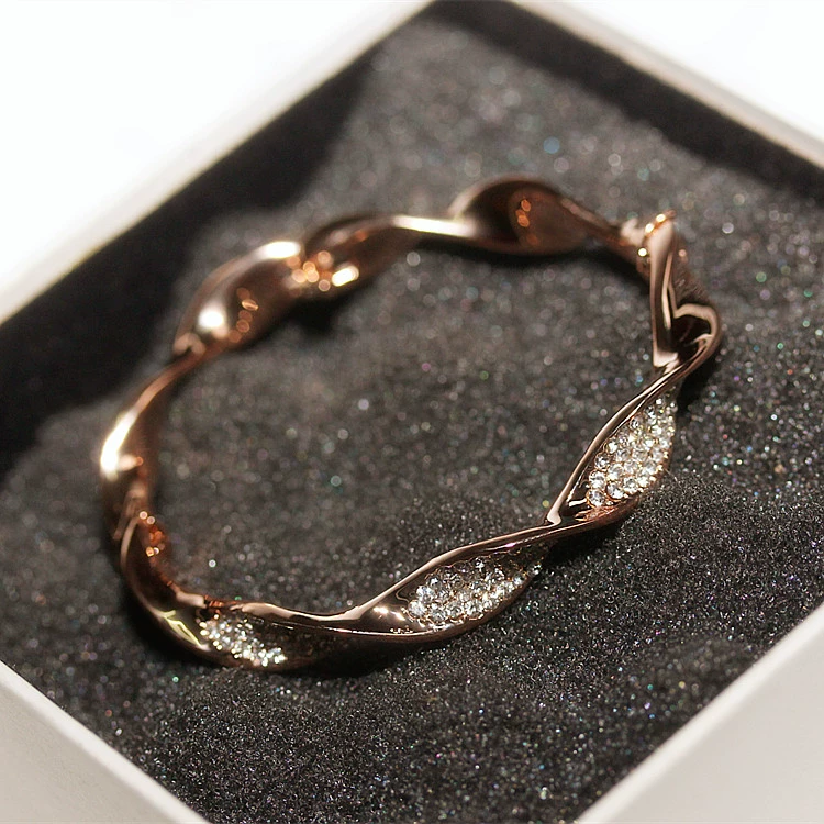 Khí chất xa xỉ rhinestone hợp kim vòng tay xoắn ốc Hàn Quốc vàng hồng trang sức vòng đeo tay trang sức trang sức quà tặng vòng tay đá phong thủy
