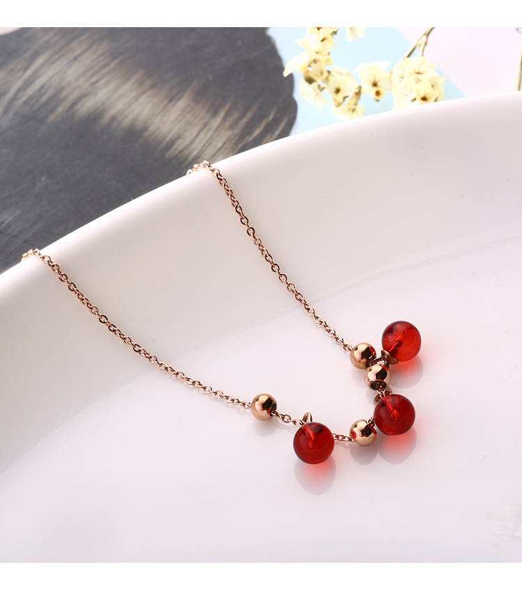 Hàn Quốc gợi cảm nhỏ tươi lựu đỏ mặt dây chuyền bằng thép titan vòng chân bằng thép không phai màu hồng vòng chân vàng quấn chuỗi nữ - Vòng chân lắc chân vàng PNJ
