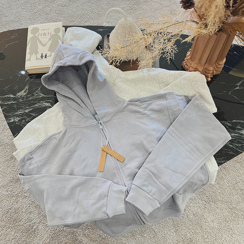 Skims Kardashian European and American High-End Casual Loose Lazy Women's Zip-Up Hoodie Cardigan