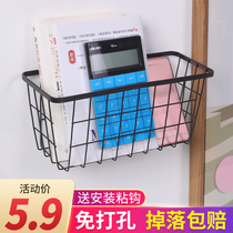 Wall hanging basket bedroom storage basket wall-mounted kitchen storage rack door rear shelf non-perforated dormitory storage