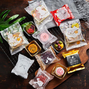 中秋新款自粘型月饼包装袋100个