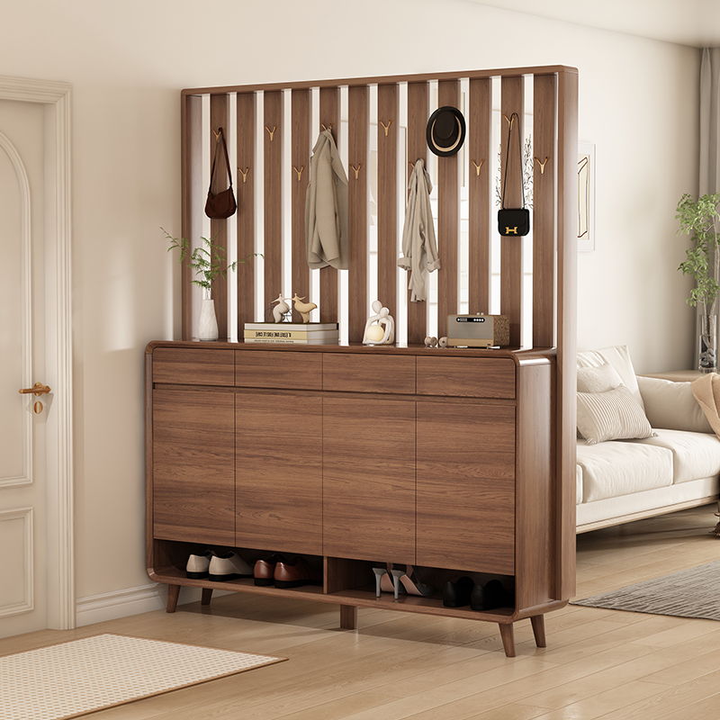 Vintage-Style Shoe Cabinet with Integrated Clothes Rack for Home Entryway, Living Room, Entry Partition, Foyer Screen, and Coat Rack