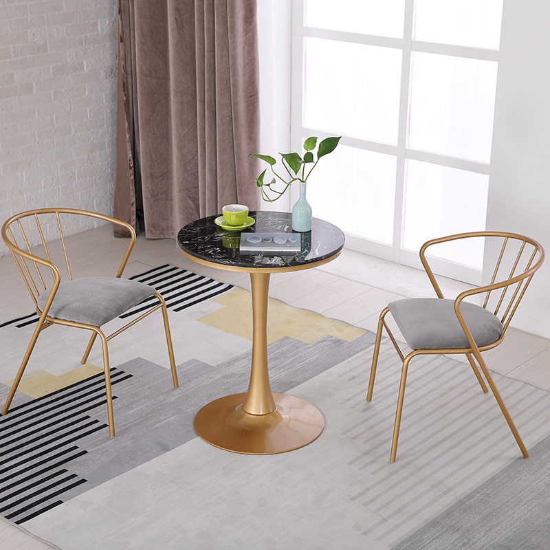 Nordic Home Dining Chair Golden Casual Chair Coffee Room Table And Chairs Balcony Net Red Leaning Back Chair Milk Tea Shop Table And Chairs Combination-Taobao
