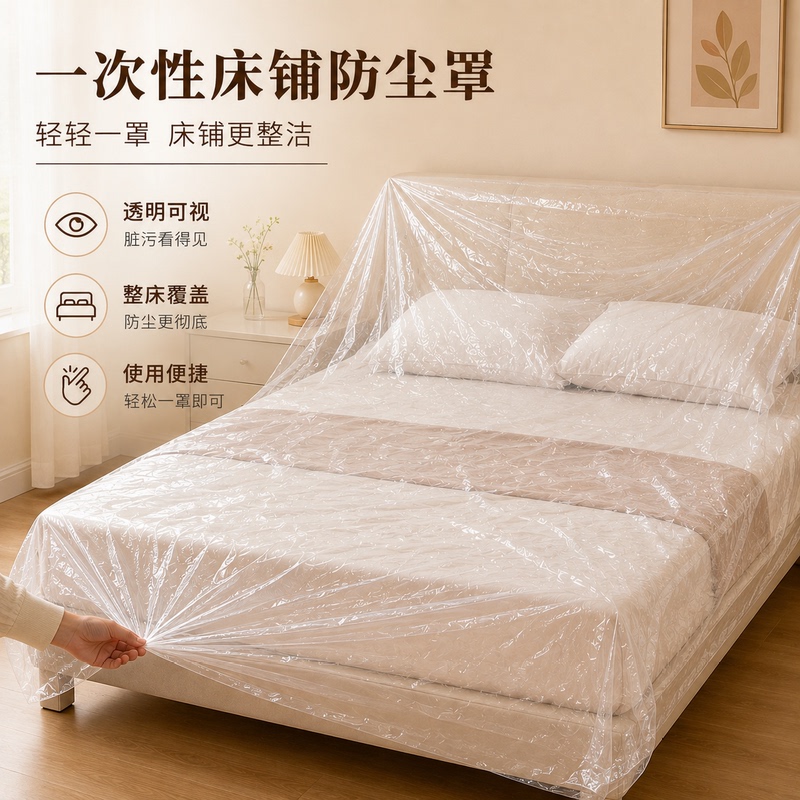 Disposable Dust Cover for Sofa, Full Cover with Elastic Band, Bed Cover, Dust-Proof Plastic Film for Home Furniture Protection