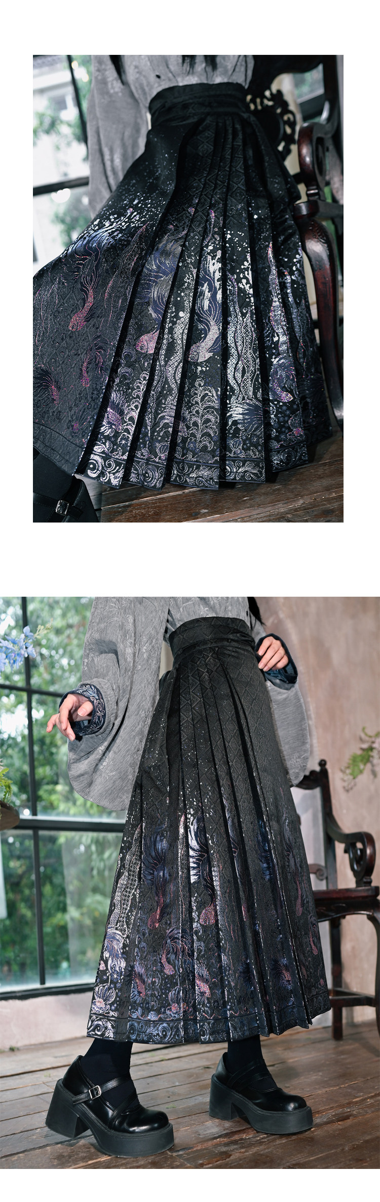 Китайцы одежда наборы 古怪舍「浮光鳍梦」原创汉服女改良明制国风比甲上衣马面裙套装冬