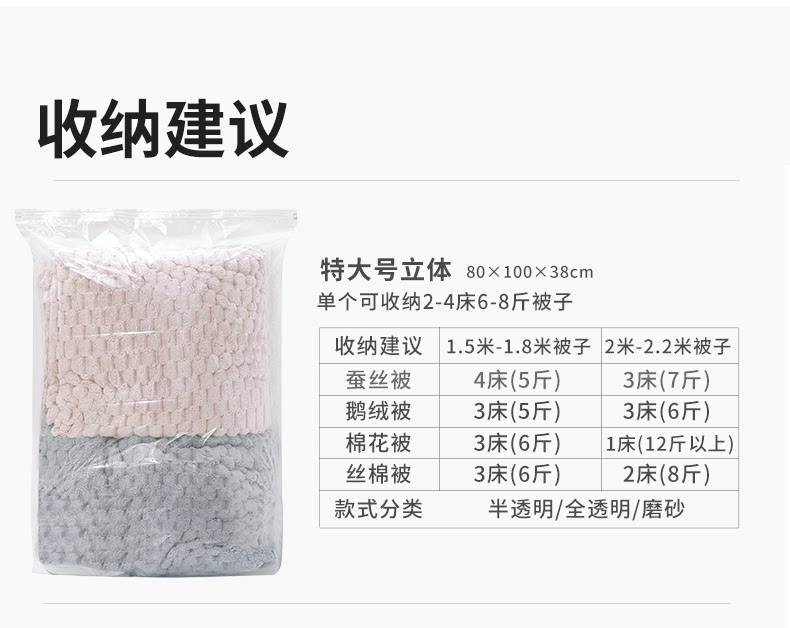 Сжатие одежды и сумок 真空压缩袋免抽气衣服收纳袋加厚衣物被子棉被行李专用密封旅行袋 Qiao Home