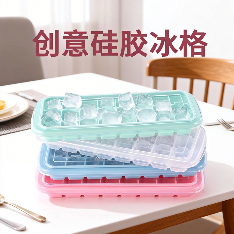 Silicone Ice Cube Mold for Homemade Baby Food Ice Balls, Household Ice Tray with Lid, Easy to Demold, Milk Tea Ice Cube Mold