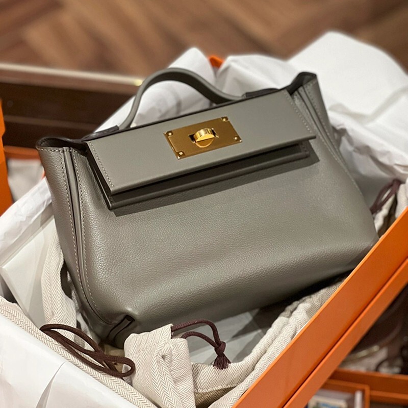Fully Handmade Waxed Thread New 2424Mini Kelly Bag Ev Cowhide Leather Shoulder Crossbody Handbag Wing Bag Platinum Bag for Women