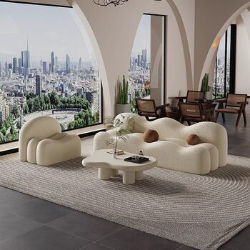 Wavy internet celebrity wabi-sabi style fabric sofa created by clothing store rest area sofa chair comfortable beauty salon sofa Wavy internet celebrity wabi-sabi style fabric sofa created by clothing store rest area sofa chair comfortable beauty salon sofa