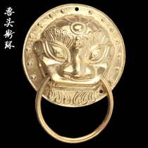 Chinese antique pure copper lion head animal head door handle ancient building decoration hardware accessories copper handle Town House