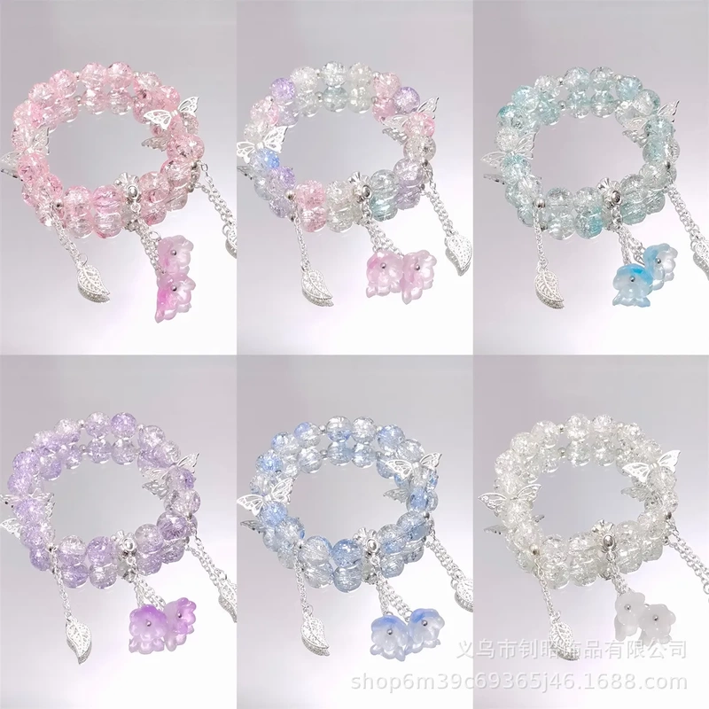 New Sweet Crystal Lily of the Valley Bracelet with Unique Design, Butterfly, Light Luxury, High Aesthetic Value, Direct Sale