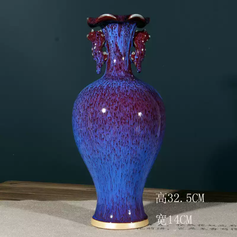 钧瓷中式花瓶禹州神垕博古架摆件国大师窑口孔家钧窑观音瓶