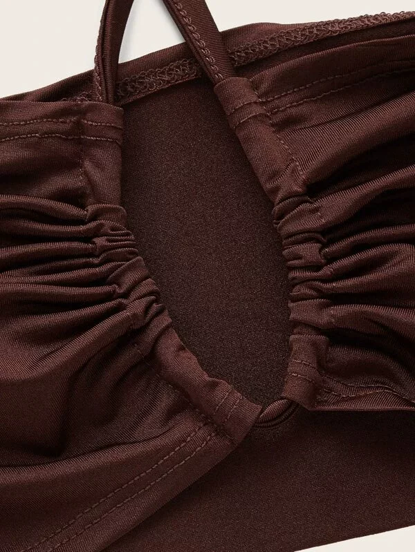 Платье-юбка со складками и завязкой Stand -tie, значок Shein, задняя завязка халтер топ, twist