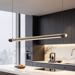Italian Minimalist Hao Yue Restaurant Chandelier, Modern Minimalist Designer Light Luxury Tea Room Island Table Dining Table Linear Strip Light