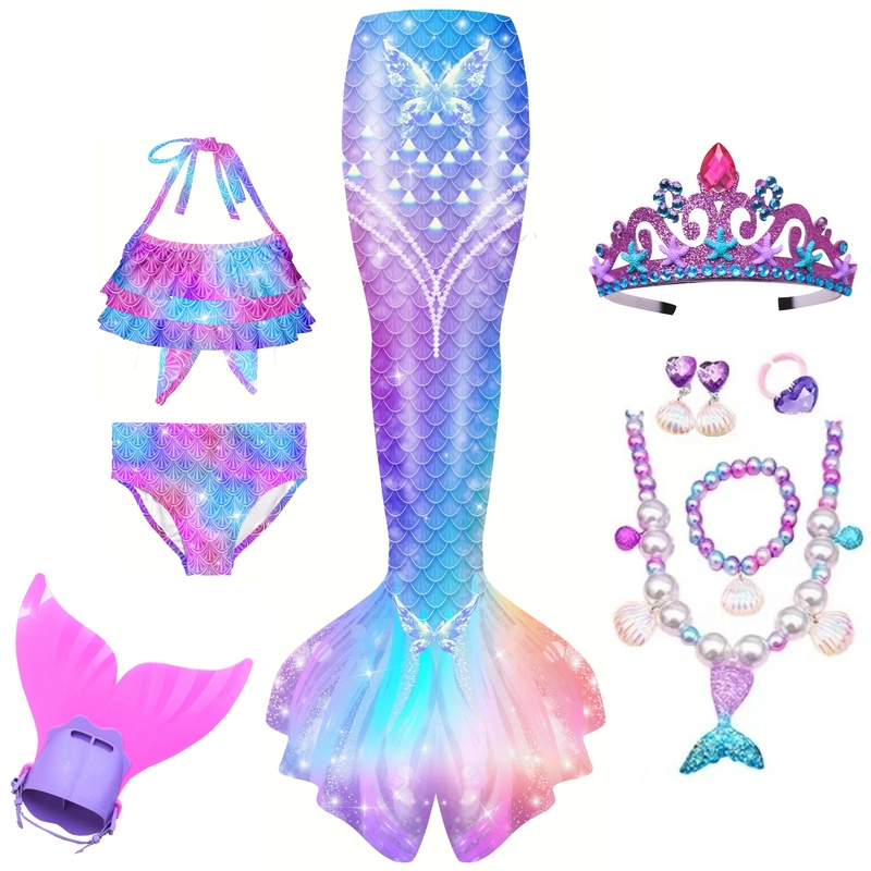Mermaid Tail Children's Swimsuit Princess Baby Mermaid Costume Girls' Two-Piece Swimsuit Hot Spring Clothes Swimwear