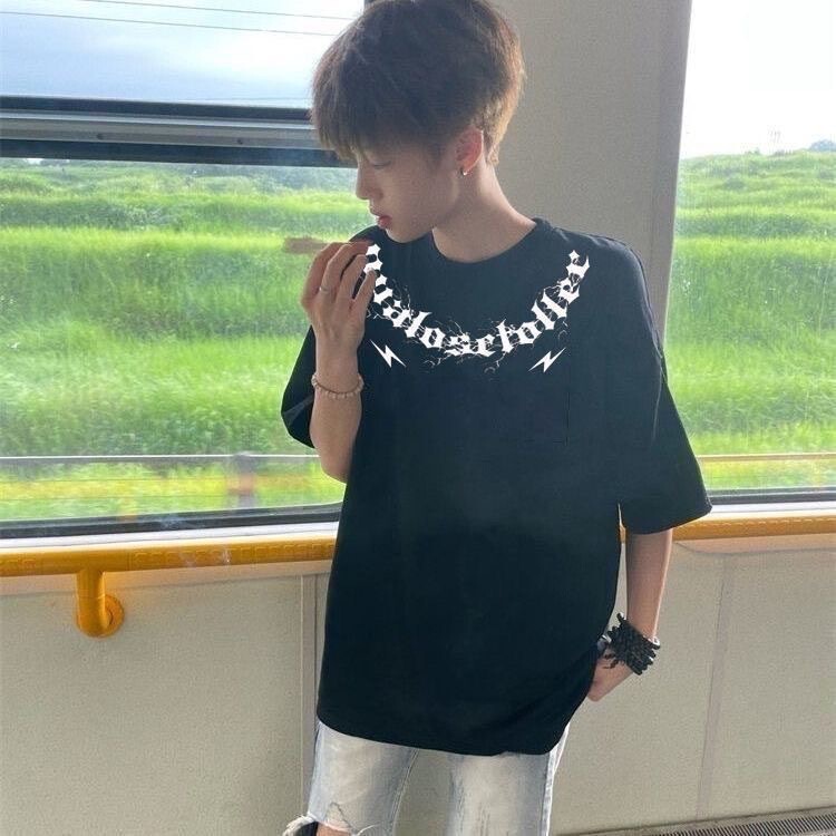 Popular Retro Short-Sleeve T-Shirt for Men and Women, American-Style Printed Trendy Brand, Loose Fit, Ins-Style Top, New Summer Casual Heavyweight Model