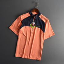 Outdoor quick-drying T-shirt mens foreign trade processing tail goods Summer stand collar half zipper elastic quick-drying casual short sleeve shirt