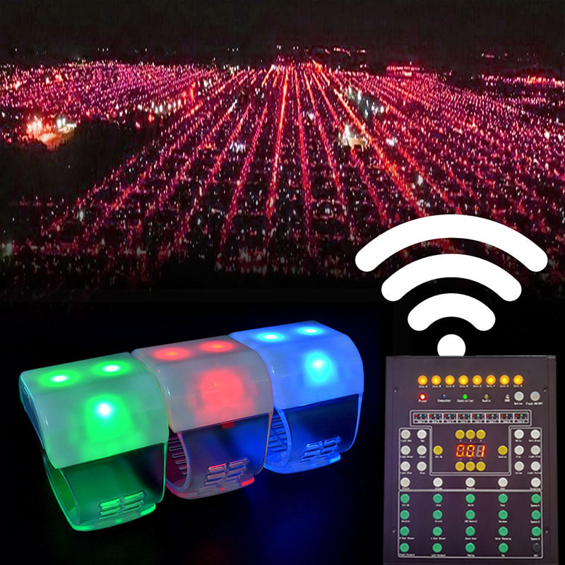 Mango Satellite TV concert DMX remote control glowing bracelet customized unified midfield 15 color LED color glowing bracelet