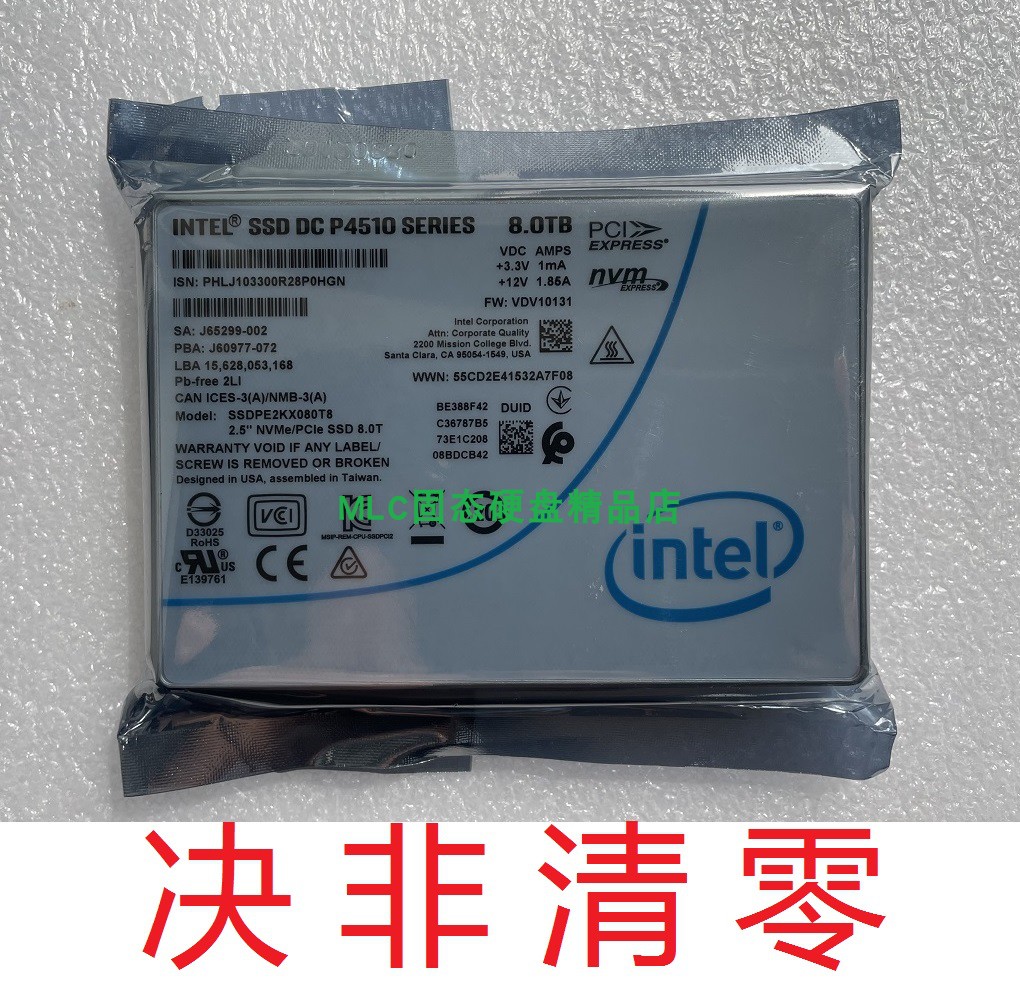 Intel Intel P4510 P4500 4T 8T U 2 NVME PCI-E U2 Solid State Drive SSD