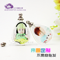 Fetal hair souvenir diy homemade crystal drop shaped necklace pendant Custom baby baby photo fetal hair pendant