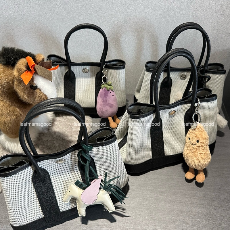 2026 New Handmade Panda Black Garden Bag Mini 23cm Canvas Leather Patchwork Negonda Women's Small Bag