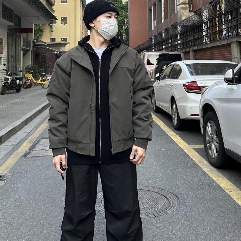 Mafu Classmates, Versatile American-Style Jacket for Commuting, Autumn and Winter Stand-Up Collar, Retro Outdoor Workwear, Padded Jacket for Men and Women, Trendy