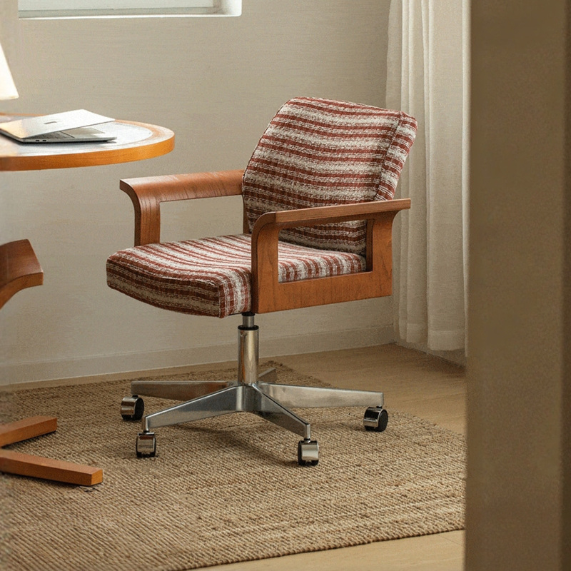 Designer Retro Office Chair, Stainless Steel Swivel Chair, Study Desk Chair, Fabric Lift Conference Chair, Rotating Computer Chair