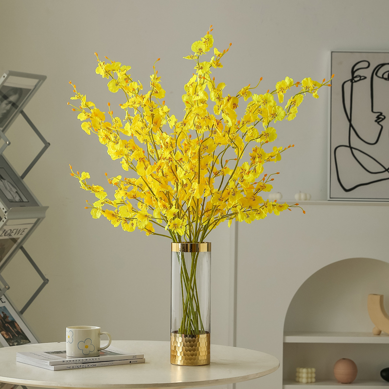 Dancing Lan Emulation Flowers High Quality Fake Flowers Decoration Flowers Furnishing Greet Spring Bouquet Drying Flowers Living Room Table Flower Inserts Flower Art