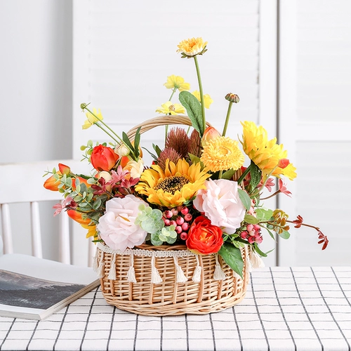 Подсолнечная корзина для цветочной корзины Тенгцзянь Цветок и Цветок Баскетбол псевдо -блюдо для украшения корзины гостиная