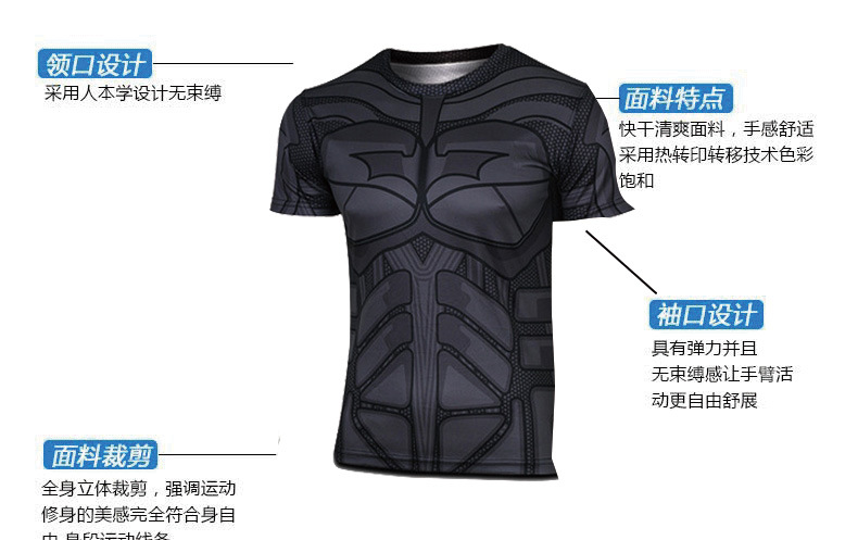 Tenue de sport homme YINGBAOLU Batman en polyester - Ref 468949 Image 31