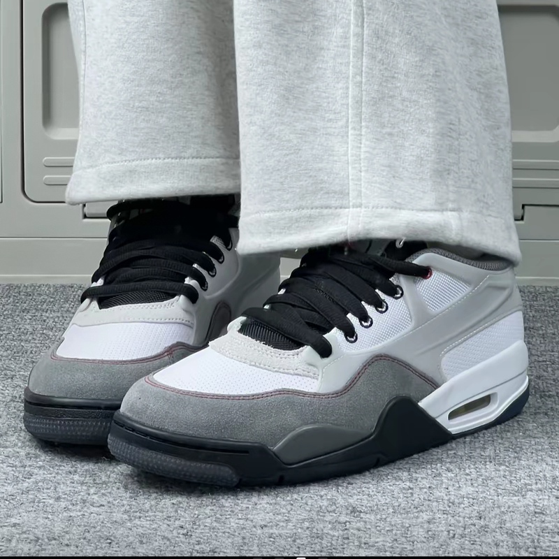 Jordan Air Jordan 4 Rm Men's Gray and White Comfortable Low-Top Retro Basketball Shoes Ib8052-100